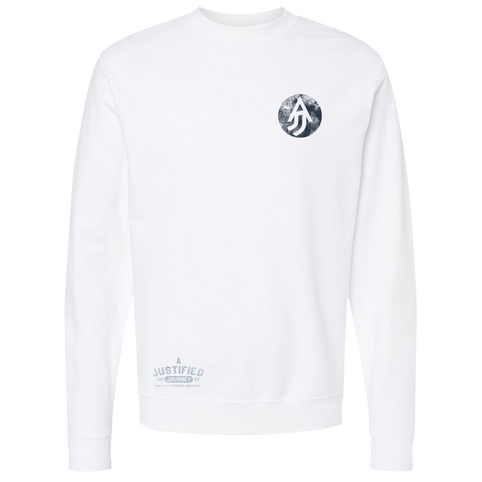 A Justified Journey Powerboat Wake Crewneck Sweatshirt - White