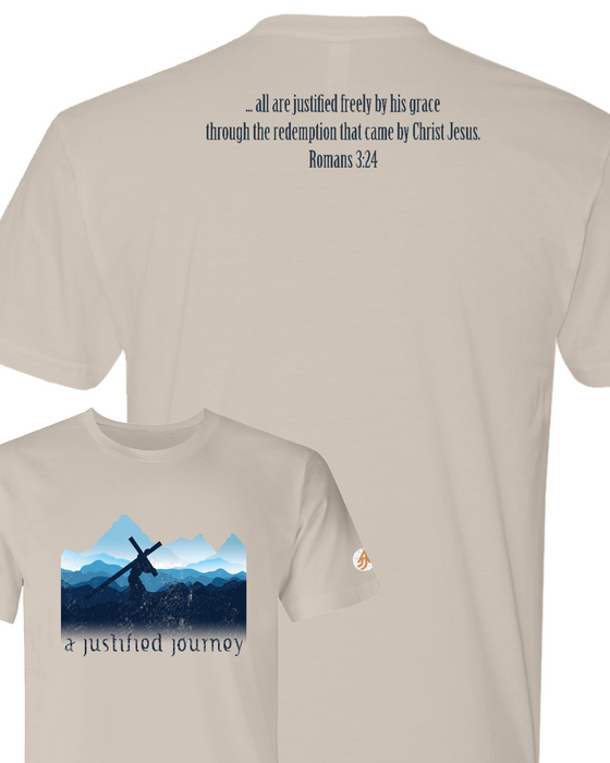 A Justified Journey Crossbearer T-Shirt (Image Front Verse Back)