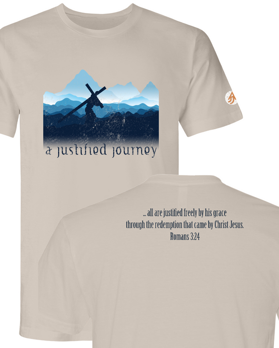 A Justified Journey Crossbearer T-Shirt (Image Front Verse Back)