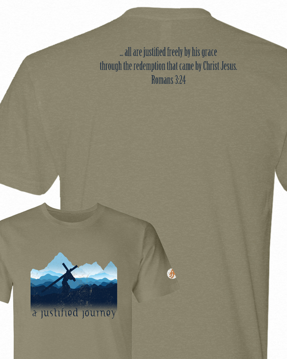 A Justified Journey Crossbearer T-Shirt (Image Front Verse Back)