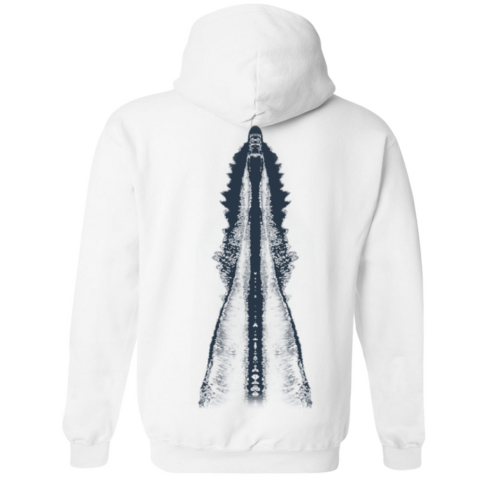 A Justified Journey Powerboat Wake Hooded Sweatshirt - White