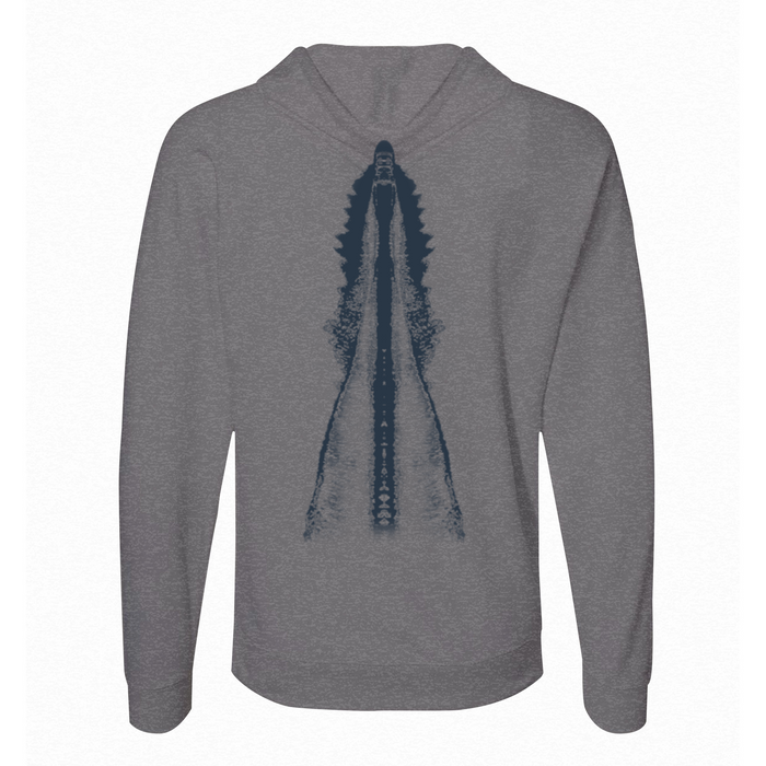 A Justified Journey Powerboat Wake Hooded T-Shirt - Gunmetal Heather