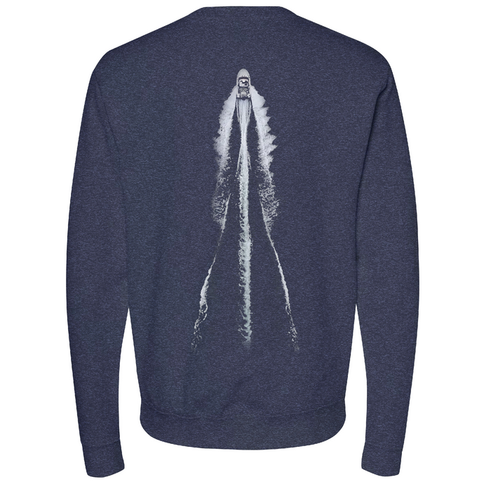 A Justified Journey Powerboat Wake Crewneck Sweatshirt - Navy