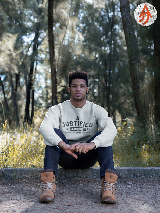 A Justified Journey Arched Logo Crewneck Sweatshirt - Athletic Heather Grey