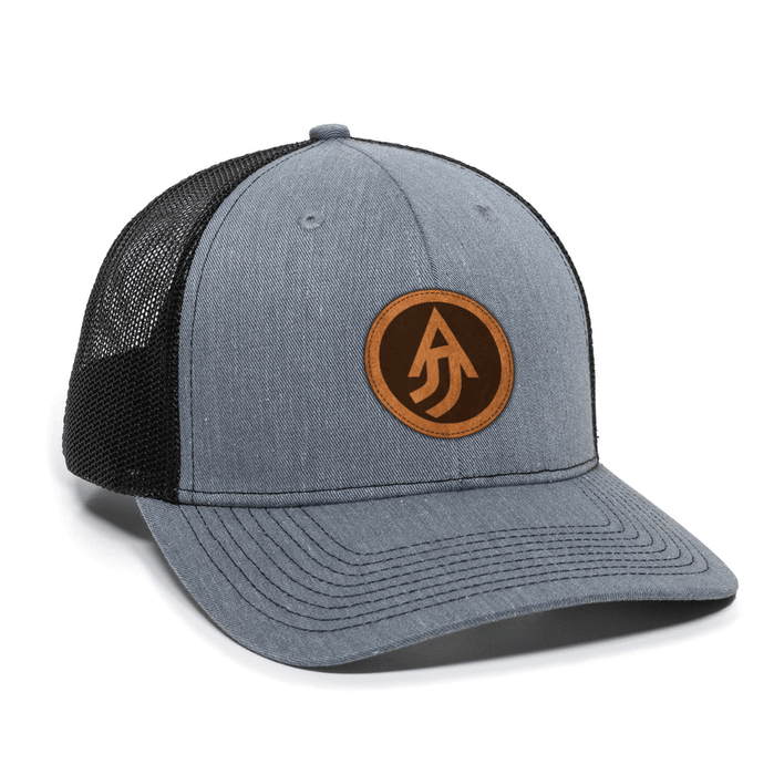 A Justified Journey Circle Logo Trucker Hat- Heather Grey/Black