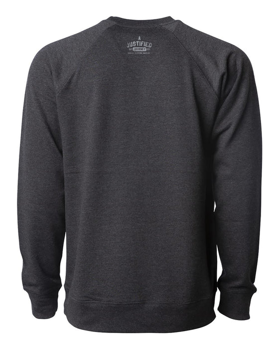 A Justified Journey Deer Woods Logo Crewneck Sweatshirt -Charcoal