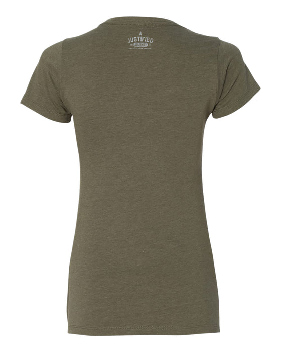 A Justified Journey Ladies Animals Logo T-Shirt - Military Green