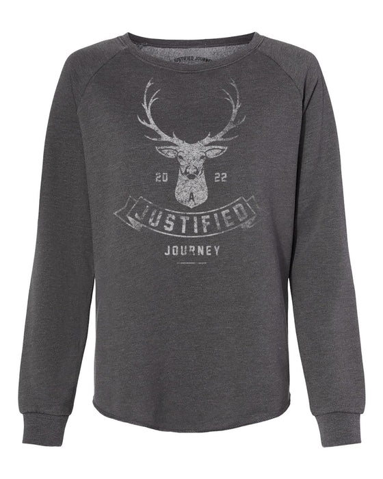 A Justified Journey Ladies Deer Antler Logo Crewneck Sweatshirt