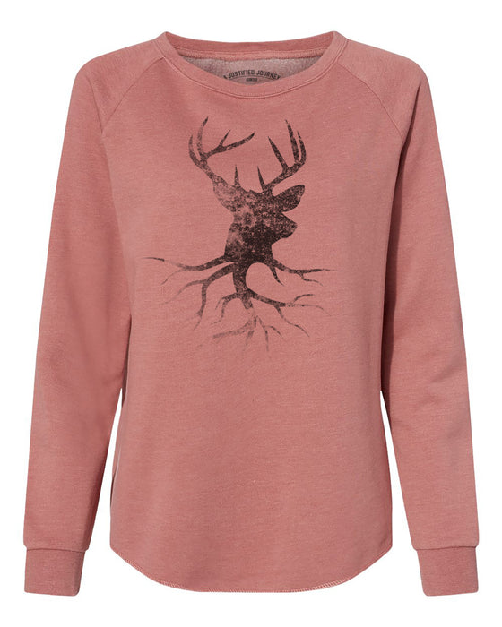 A Justified Journey Ladies Deer Roots Logo Crewneck Sweatshirt