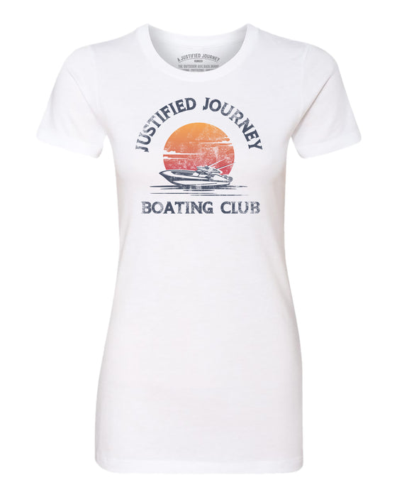 A Justified Journey Ladies Boating Club Tree Logo T-Shirt - White
