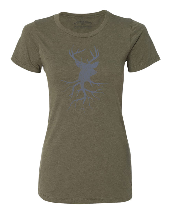 A Justified Journey Ladies Roots Logo T-Shirt - Military Green