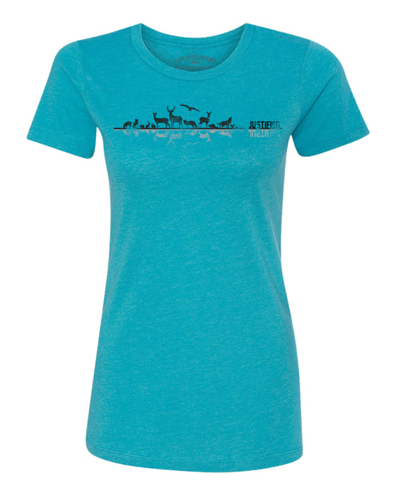A Justified Journey Ladies Animals Logo T-Shirt - Bondi Blue
