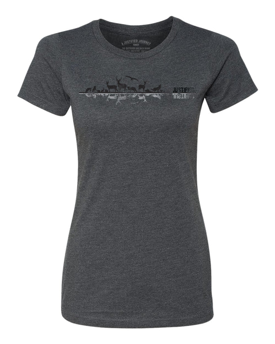 A Justified Journey Ladies Animals Logo T-Shirt - Charcoal