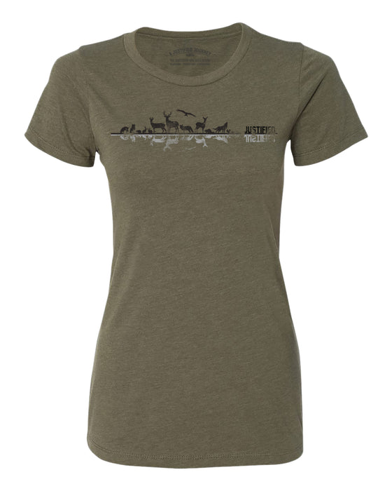 A Justified Journey Ladies Animals Logo T-Shirt - Military Green