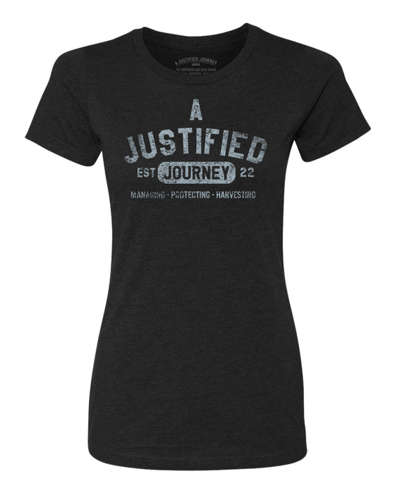 A Justified Journey Ladies Arched Logo T-Shirt - Black