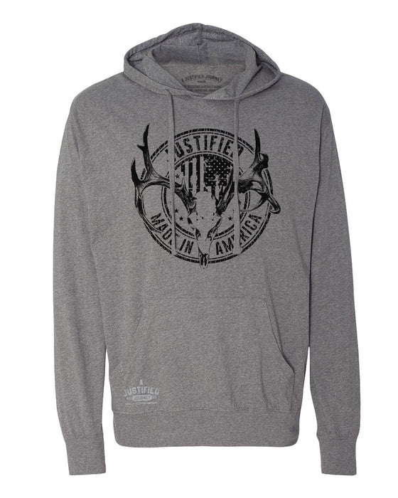 A Justified Journey Skull Hooded T-shirt - Heather Gun Metal