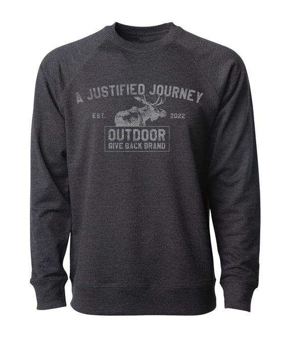 A Justified Journey Moose Logo Crewneck Sweatshirt -Charcoal