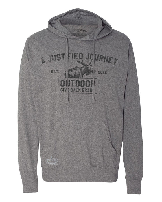 A Justified Journey Moose Hooded T-shirt -Heather Gun Metal