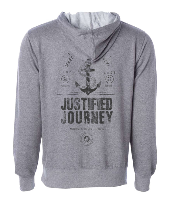A Justified Journey Anchor Logo Hooded Sweatshirt - Heather Grey