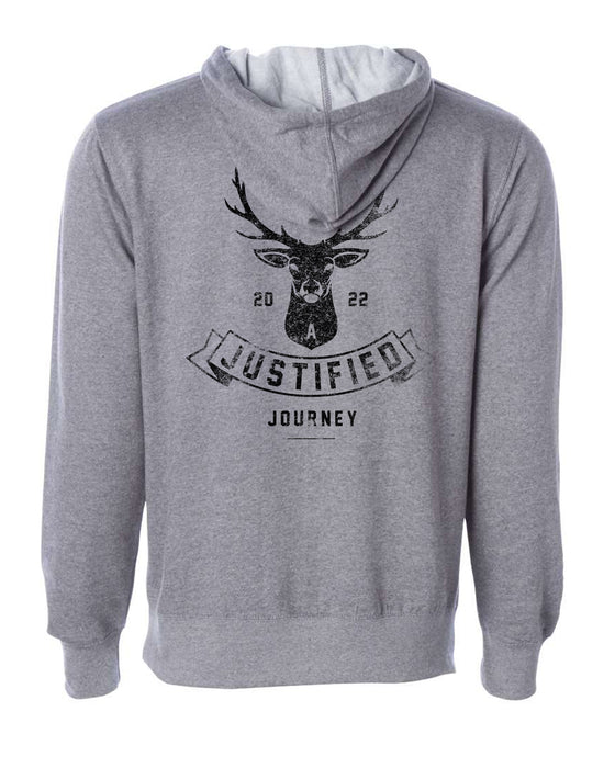 A Justified Journey Deer Antler Logo Hooded Sweatshirt - Heather Grey