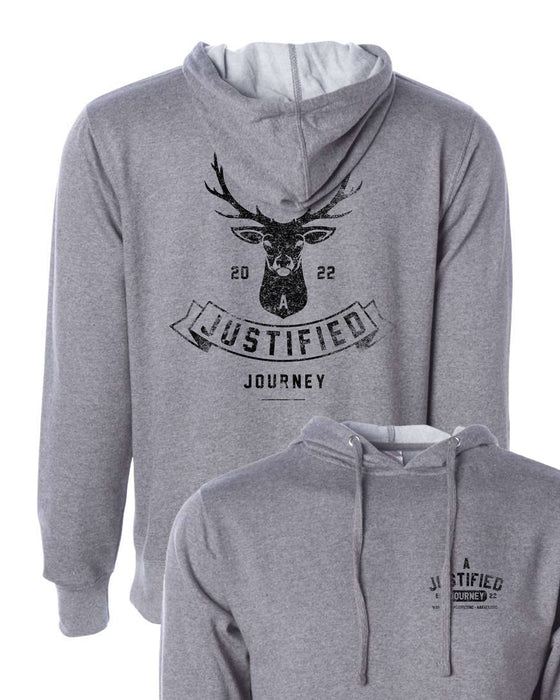 A Justified Journey Deer Antler Logo Hooded Sweatshirt - Heather Grey