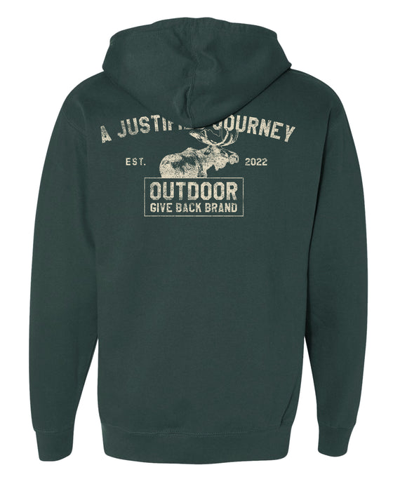 A Justified Journey Moose Logo Hooded Sweatshirt - Forest Green