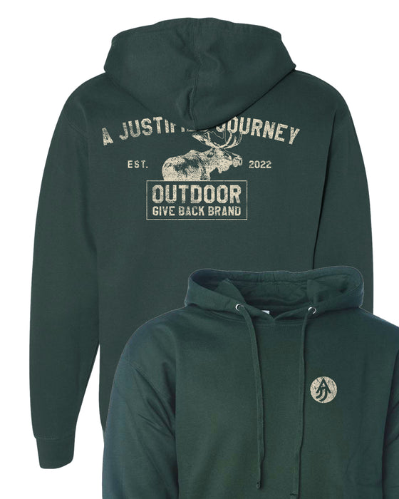 A Justified Journey Moose Logo Hooded Sweatshirt - Forest Green