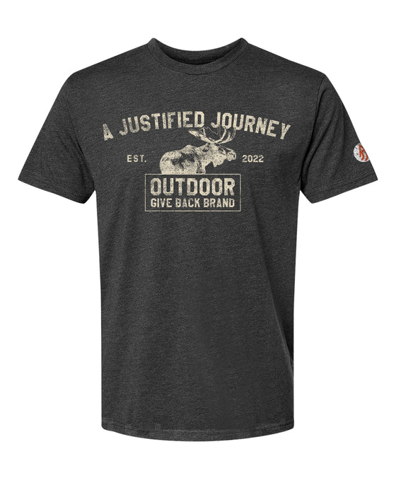 A Justified Journey Moose T-Shirt - Heather Charcoal