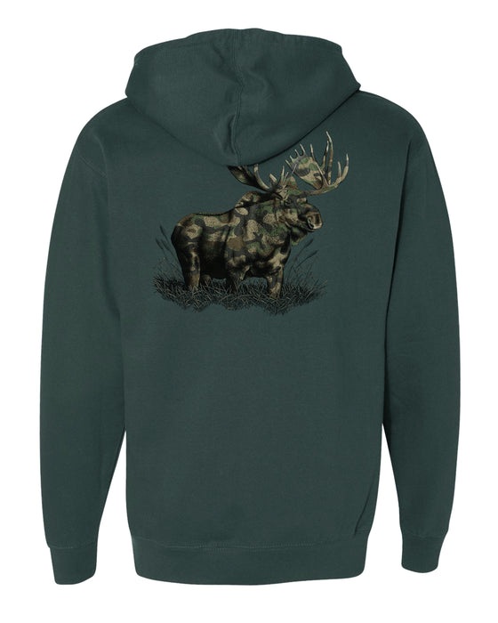 A Justified Journey Camo Moose Logo Hooded Sweatshirt - Forest Green