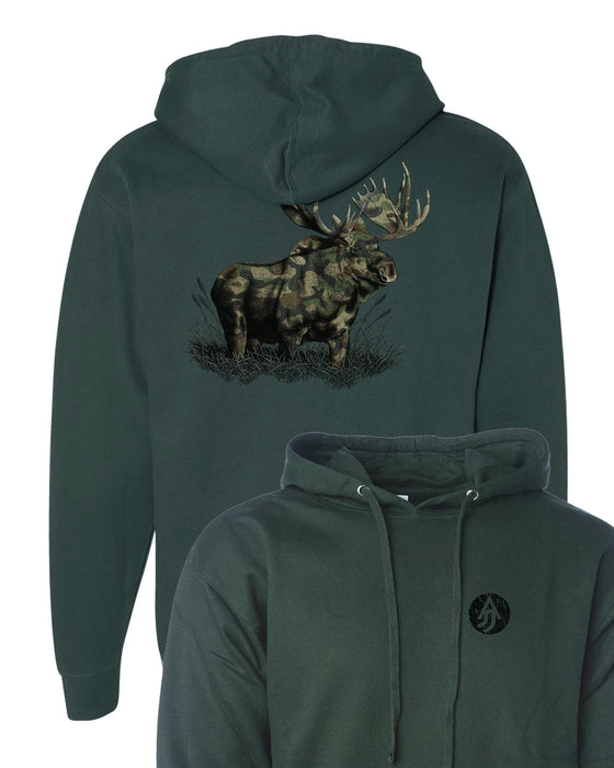 A Justified Journey Camo Moose Logo Hooded Sweatshirt - Forest Green