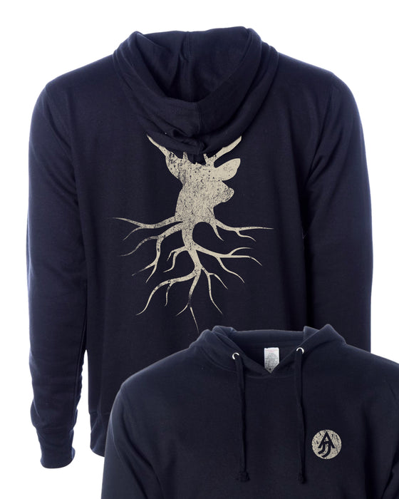 A Justified Journey Deer Roots Logo Hooded Sweatshirt - Navy