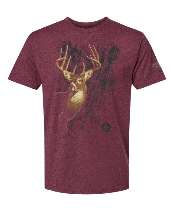 A Justified Journey Deer Forest T-Shirt - Heather Maroon