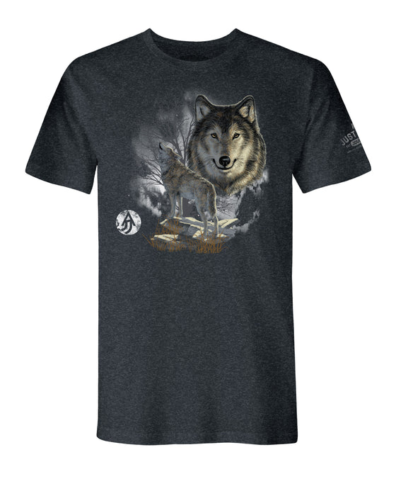 A Justified Journey Wolf T-Shirt- Cool Blue