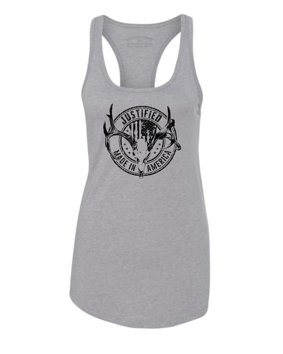 A Justified Journey Cow Skull Tank Top - Heather Grey