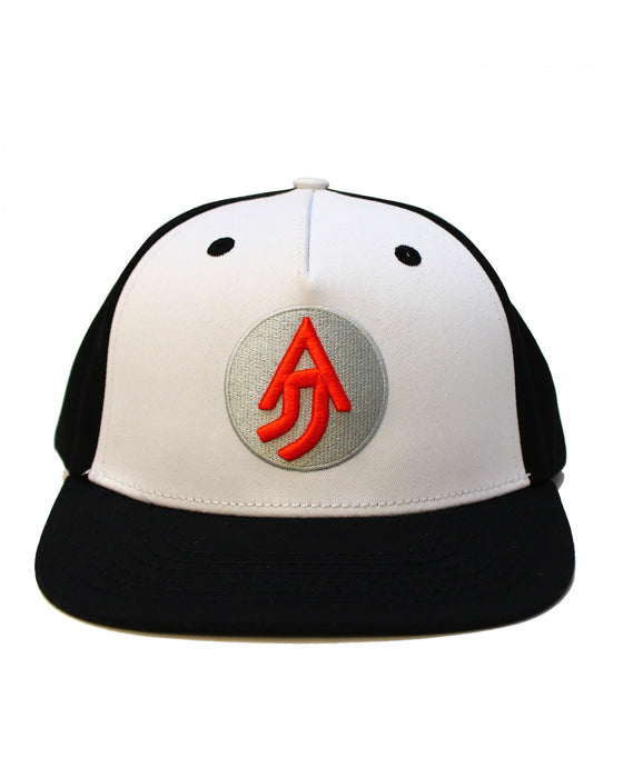AJJ Recycled RPET® Circle Logo Snapback Hat- Black/White