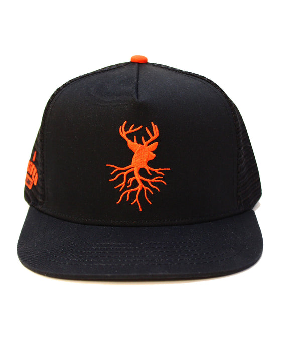 AJJ Recycled RPET® Deer Roots Trucker Hat - Black