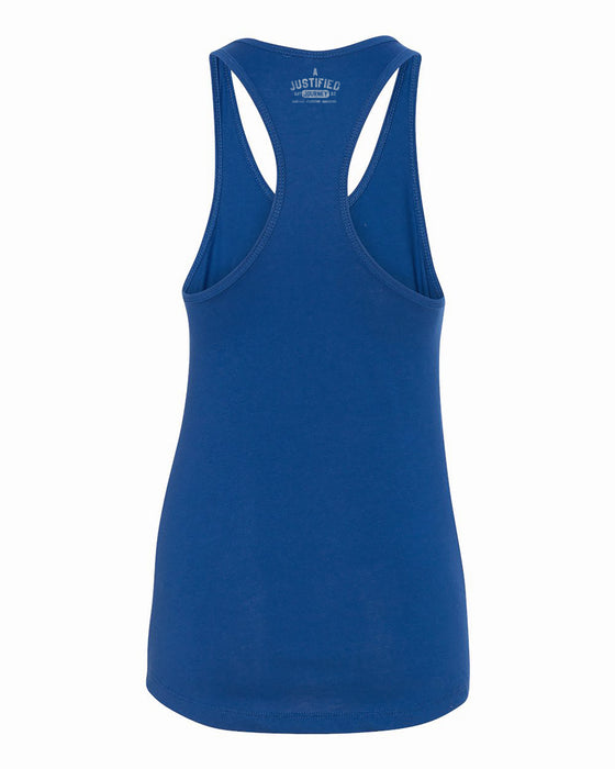 A Justified Journey Ladies Deer Roots Logo Tank Top - Royal